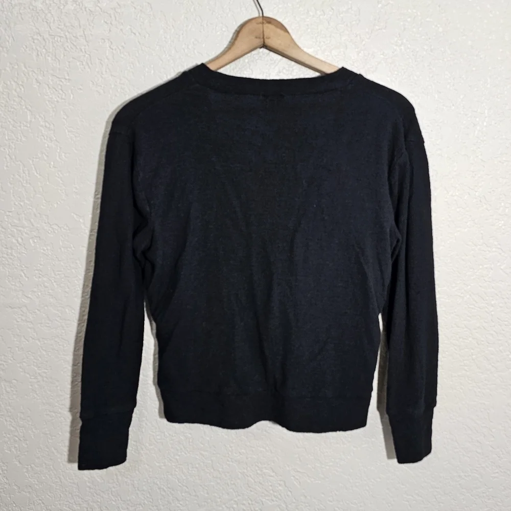 J. Crew Solid Black Faux Wrap Cotton Top